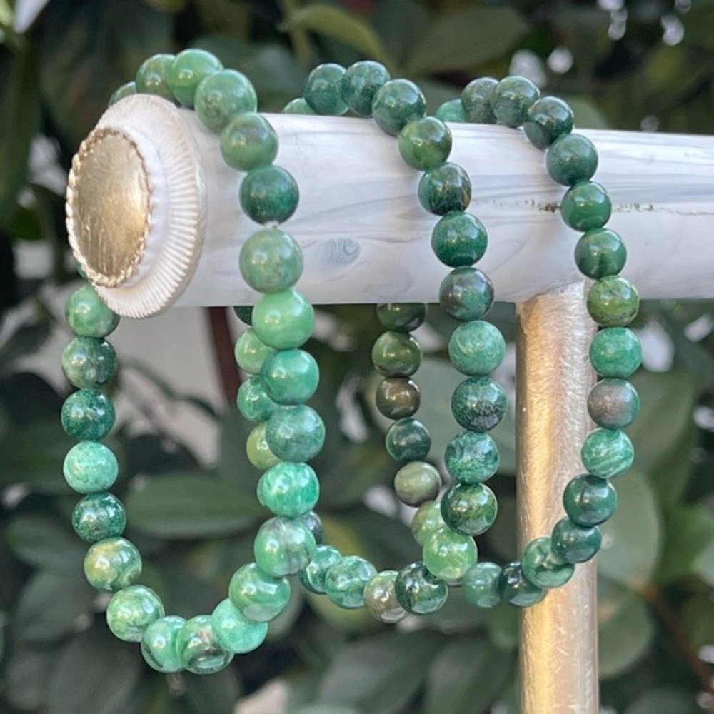8mm West African Jade Stretch Bead Bracelet